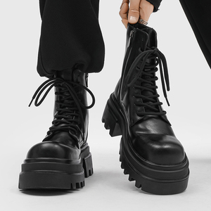 Bottes Derby à semelle épaisse pour hommes, chaussures de motard, bottes Chelsea à plateforme épaisse, bottes de randonnée et de travail pour hommes - Product Image 6