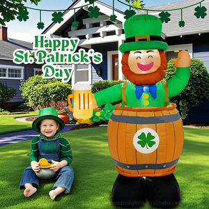 Decoración Inflable para Jardín con Luz LED Impermeable para el Día de San Patricio, Duende de 1.5 Metros con Vaso de Cerveza, Alimentado por CC - Product Image 4