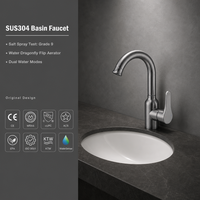Robinet de lavabo monotrou en acier inoxydable 304 gris anthracite, mitigeur de salle de bain moderne