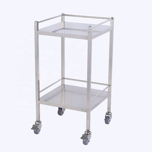 <span class=keywords><strong>Chariot</strong></span> <span class=keywords><strong>de</strong></span> dressage en acier inoxydable 2 étagères avec rails CY-D401 - Product Image 2