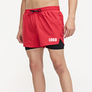 Ropa de entrenamiento para correr maratón personalizada de secado rápido 2 en 1 cordón al aire libre baloncesto Fitness gimnasio deportes pantalones cortos para correr para hombres - Product Image 1