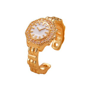 Anillos de reloj de oro con sentido de gama alta, anillo de apertura chapado en oro de 18 quilates de cobre, accesorio de personalidad de nicho de puntero de moda - Product Image 5