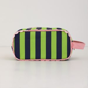 Bolsa de Cosméticos de Poliéster <span class=keywords><strong>a</strong></span> Rayas Personalizada de Moda, Bolsa de Maquillaje Portátil con Volantes y Correa para la Muñeca - Product Image 1