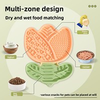 Tapis de léchage portable pour animaux de compagnie, en silicone de qualité alimentaire, forme tulipe, multi-zones, antidérapant, pour chiens et chats, nourriture humide/sèche