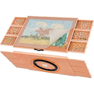 Plateau de puzzle rotatif <span class=keywords><strong>avec</strong></span> tiroirs Table de puzzle 1500 pièces <span class=keywords><strong>avec</strong></span> couvercle 6 tiroirs Organisateur de puzzle en bois Table de puzzle - Product Image 5