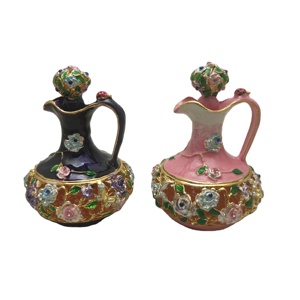 Petite théière bibelot décoration de table cadeaux boîte à bijoux en émail petite boucle d'oreille boîte en métal strass étain boîte cadeau antique cadeau - Product Image 1