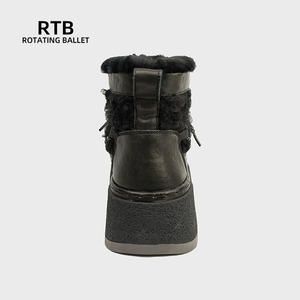 Bequeme verdickte Fleece-Schneeschuhe mit rutsch festen Gummis ohlen Wasserdichte Rindsleder-Winter-Outdoor-Wanderschuhe Pelz stiefel - Product Image 4