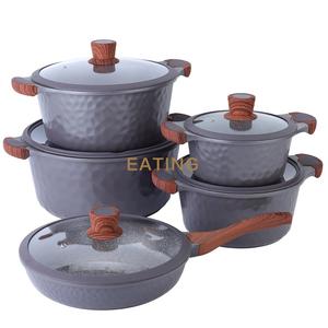 African Factory Beautiful10-Pieces Casserole Granite 20-24-28-32 <strong>Saucepan</strong> 28 Frying Pan <strong>Nonstick</strong> Radiant-Cooker Cookware Set - Product Image 4