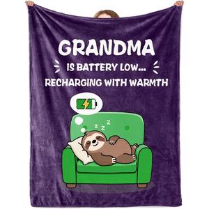 White Leaf Grandpa Text Flannel <b>Blanket</b> Throw <b>Blanket</b> Nap <b>Blanket</b> Machine Washable Fade Resistant for Winter Warmth Custom Print - Product Image 3