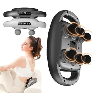 Pistolet fascial sans fil à forte puissance Machine de massage des jambes Vibrateur à six têtes Masseur de chaleur pour le bas du dos pour la circulation et la relaxation