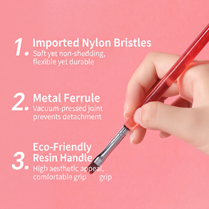 Ensemble de 7 pinceaux pour nail art OEM ODM, manche acrylique dégradé rouge vin, pour la peinture au gel, manucure en salon - Product Image 5