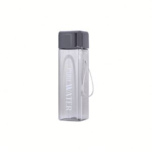 Botella de Agua de Plástico Negra, Cuadrada, Transparente, Plana, de 500 ml, para Bebidas Deportivas, para Promoción - Product Image 1