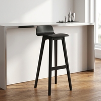 Tabouret de bar créatif en bois de frêne blanc nordique, dossier bas, sans accoudoirs, non rotatif, style vintage luxe léger, pour bars et salles à manger