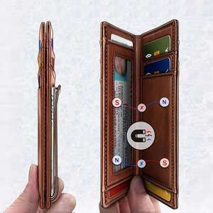 Portefeuille bicolore de style court, anti-vol RFID, pince à billets, porte-cartes portable à double pliage - Product Image 4