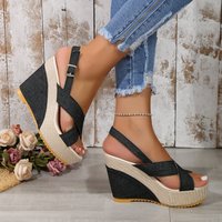 Sandalias de Plataforma con Tacón de Cuña para Mujer, Zapatos Casuales de Verano