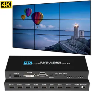 3x3 9 מסך 4K HDMI DVI טלוויזיה וידאו קיר בקר 1X2 1X4 1X3 2x2 2x3 3x2 4X2 2X4 רב וידאו מסך מעבד switcher כבלר