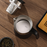 PINKAH Nouvelle théière écologique à double paroi en acier inoxydable 18/10 avec isolation sous vide et filtre à thé