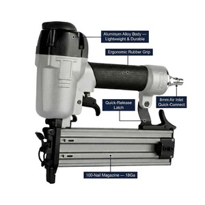 WISDOM Herramientas de Tapicería F50B Clavadoras Neumáticas de 20-50mm para Clavos Rectos, Pistola de Grapas para Madera, <span class=keywords><strong>Clavadora</strong></span> Neumática para Bricolaje, Herramienta para Gabinetes - Product Image 4