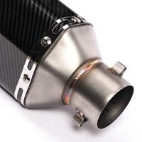 Silencieux d'échappement universel en acier inoxydable de 14,6 pouces pour motos, double sortie, motif carbone, entrée de 2 pouces (38-51 mm), soudage