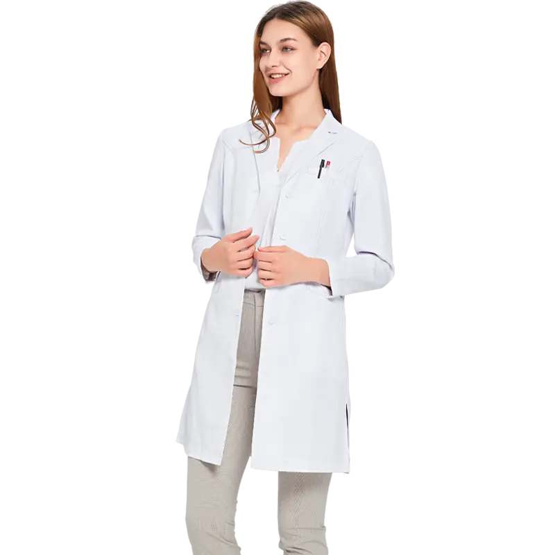 Anno 2021 New Arrival High Quality Dust-proof Anti-wrinkle Fit Hospital Uniforms White Lab Coat for women Medical Gown