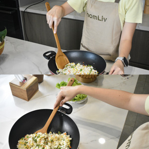 Spatule en bois de teck Malika, écologique, durable, sans peinture ni vernis, halal, personnalisable, extra longue, OEM. - Product Image 5