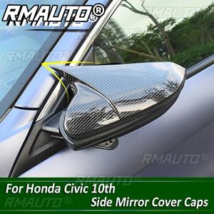 2 Piezas de Cubiertas de Espejo Retrovisor de Fibra de Carbono con Forma de Cuerno para Honda Civic 2016-2020 - Product Image 1