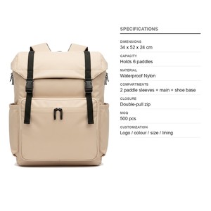 Grand sac à dos de pickleball, capacité de 6 raquettes, nylon imperméable, logo personnalisé, vente en gros, sac à dos pour raquettes de tennis et de padel - Product Image 6