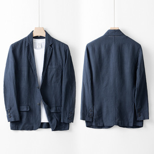 Trajes de verano personalizados de talla grande para hombre, chaqueta informal, traje para hombre, <span class=keywords><strong>ropa</strong></span> para hombre, chaquetas de lino, trajes para hombre - Product Image 6