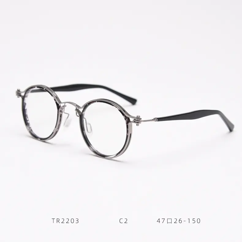 2023 yeni gözlük çerçevesi ile saf titanyum plaka yuvarlak çerçeve yeni Retro gözlük çerçevesi özelleştirilmiş miyopi gözlük