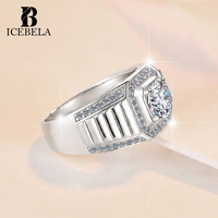 Bague en argent sterling S925 de style classique de luxe avec moissanite 1 carat pour homme