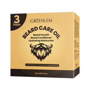 Huile de soin de la barbe GREENLEM multi-parfums, hydrate, adoucit, apaise les démangeaisons, favorise la croissance saine de la barbe, huile conditionnante - Product Image 1