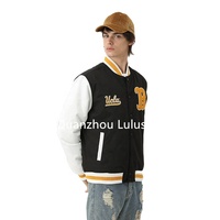Veste de baseball varsity noire de haute qualité pour homme, coupe décontractée, coupe-vent, éco-responsable, finition soignée