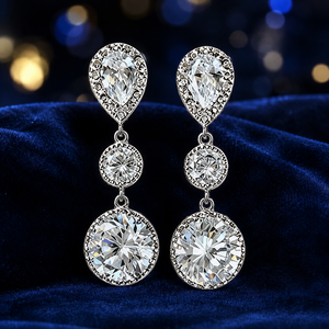 Orecchini Pendenti da Sposa con Zirconi Scintillanti per Donne, Eleganti Gioielli da Sera alla Moda - Product Image 5