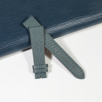 Bracelet de montre en cuir de veau pleine fleur grain litchi style vintage italien, durable, type plat, avec boucle ardillon, 18/20/22/24mm, pour fixation unique (ODM/OEM)
