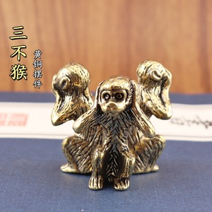 Statue en laiton de trois <span class=keywords><strong>singes</strong></span>, décorations pour la maison, ornements artisanaux du singe du zodiaque - Product Image 4