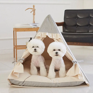 Tente pliable <span class=keywords><strong>de</strong></span> luxe pour animaux <span class=keywords><strong>de</strong></span> compagnie <span class=keywords><strong>tipi</strong></span> en <span class=keywords><strong>toile</strong></span> <span class=keywords><strong>de</strong></span> coton <span class=keywords><strong>lit</strong></span> <span class=keywords><strong>de</strong></span> grotte avec coussin Portable chien chat maison multi-style intérieur extérieur <span class=keywords><strong>lit</strong></span> - Product Image 3