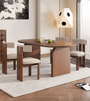 Ensemble table et chaises de salle à manger en bois massif de style médiéval français avec plateau en marbre, 4 pièces, design réglable pour petits appartements