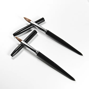 Pincel de Uñas Acrílicas de Pelo Kolinsky Personalizado, Mango de Metal Negro, para Polvo Acrílico Profesional - Product Image 2