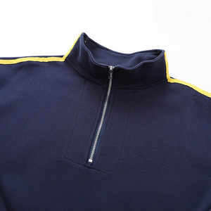 Sweat-shirt à demi-zip bleu marine pour homme, manches longues, coupe ample, style décontracté, vêtements d'automne, style jeune - Product Image 1