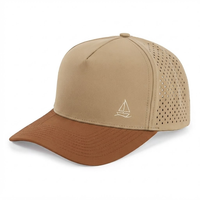 Casquette de sport personnalisée pour homme, kaki marron bicolore, perforée au laser, respirante, à visière incurvée, snapback, pour activités de plein air et baseball