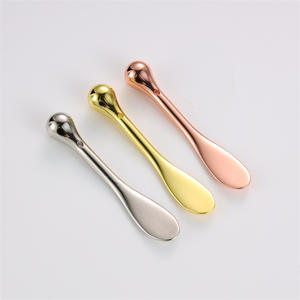 Private Label Laser Custom Logo crema per gli occhi per il viso maschera metallo oro rosa Mini trucco cosmetico doppio testa cucchiaio - Product Image 5