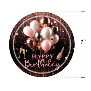 Happy Birthday Party Supplies Kit Paper <b>Plates</b> Cups Napkins Rose Gold Pink Theme <b>Disposable</b> Tableware Set - Product Image 4