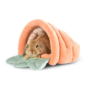 Carrot Bunny Cage Sponge Filling Bed Soft Plush Rabbit Bed House