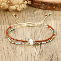 Gelang manik-manik Go2boho Miyuki dengan mutiara, perhiasan Boho dapat disesuaikan buatan tangan untuk wanita hadiah persahabatan