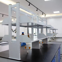 Tables de travail réglables en résine époxy blanches pour laboratoire, tables d'instruments informatiques avec alimentation pour hôpitaux et écoles