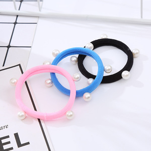 Élastiques à cheveux en nylon avec perles pour femmes, attaches pour queue de cheval, cordes élastiques en caoutchouc - Product Image 5