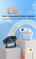 Mini projecteur intelligent C6 Android 9 Home Cinéma, rotatif à 360°, portable, 4K 1080p, haut-parleurs intégrés, WiFi, jeux vidéo