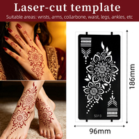 Pochoir de tatouage en PVC ajouré motif rose en fleur, réutilisable, sur mesure, en promotion, pour l'impression manuelle professionnelle de l'art du henné en salon