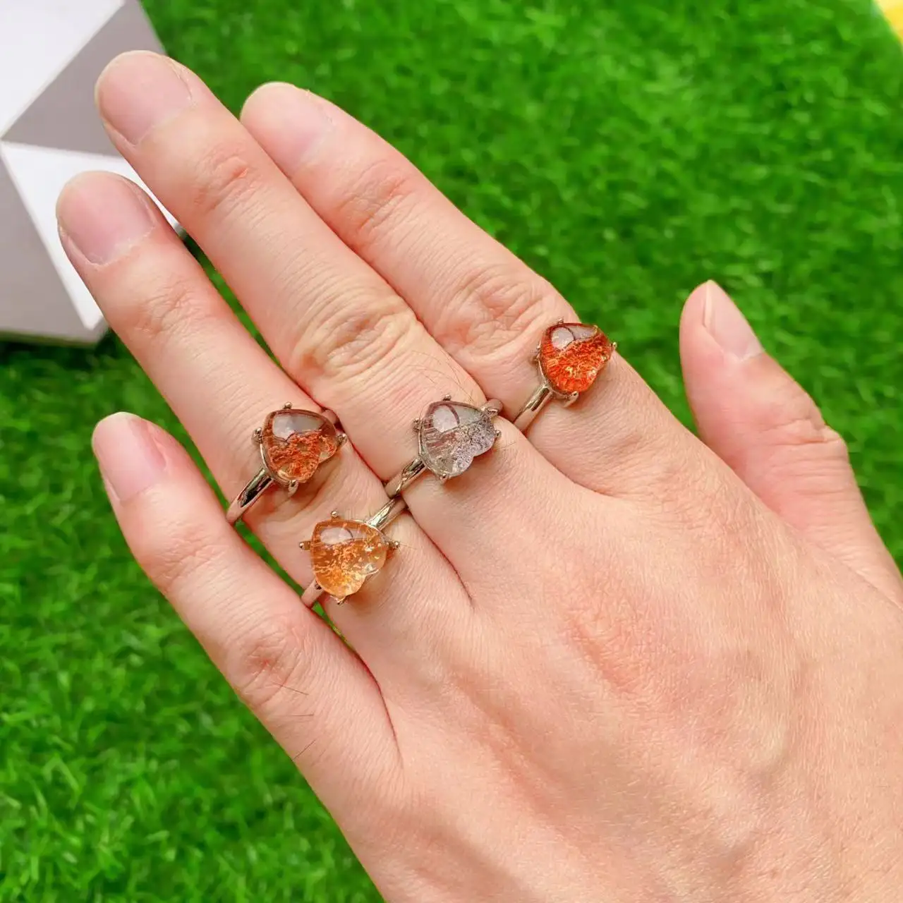 Groothandel Natuurlijke Gesneden Hoge Kwaliteit Crystal Phantom Quartz Ring Voor Huisdecoratie