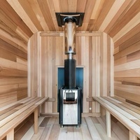 Sauna Traditionnel pour 2 à 6 Personnes, Design Moderne Extérieur, Vapeur Sèche et Humide avec Panneau de Commande Intelligent Infrarouge